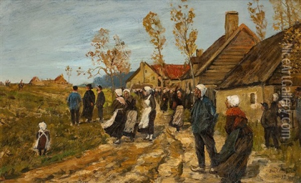 Ankunft Der Kavallerie Oil Painting - Erich Friedrich Karl Mattschass