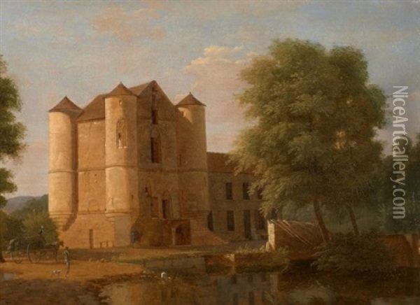 Le Chateau De La Reine-blanche Aux Etangs De Commelles, En Foret De Chantilly Oil Painting - Jean Victor Bertin