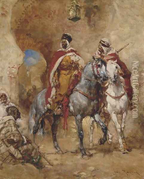 Moroccan Horsemen before a City Gate Oil Painting - Henri Emilien Rousseau