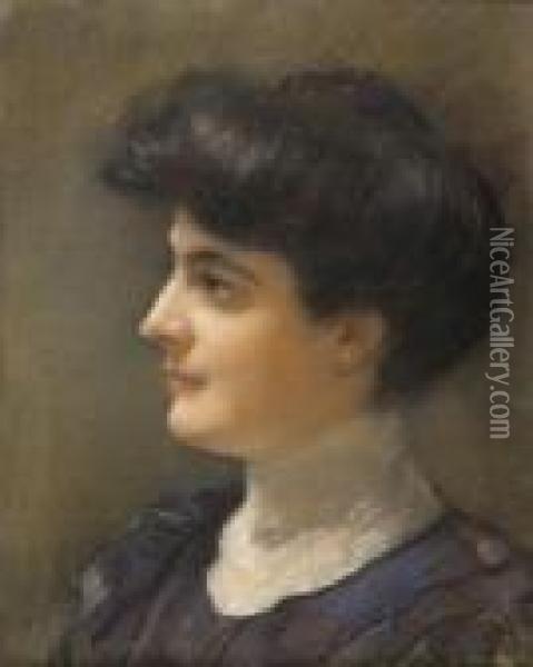  Portrait De Femme De Profil  Oil Painting - Henri Gervex