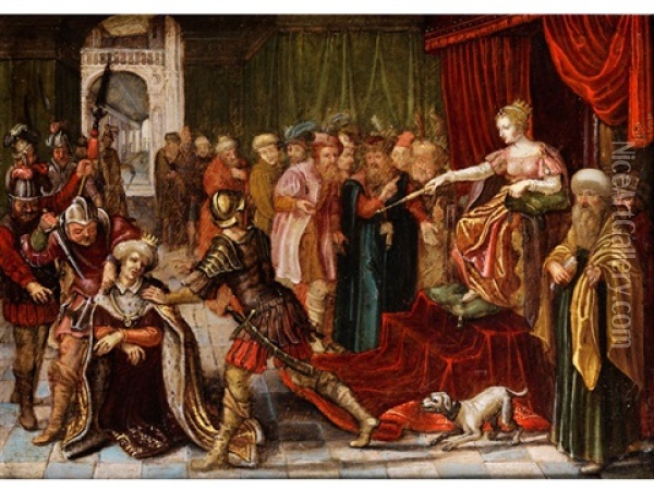 Das Urteil Der Konigin Oil Painting - Frans Floris the Elder