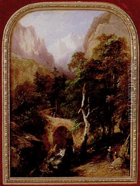 Le Pont Napoleon, A Luz Saint-sauveur Oil Painting - Jules Coignet