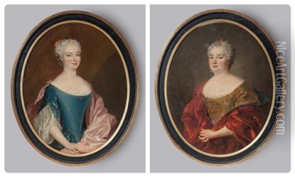 Deux Portraits De Deux Princesses De Rohan (pair) Oil Painting - Alexis-Simon Belle