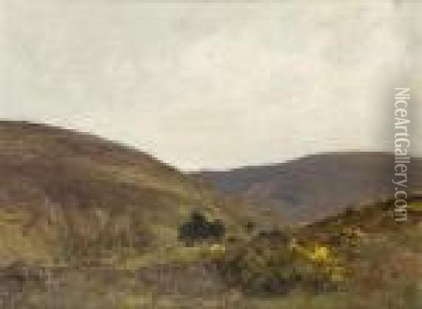 Mountain Landscape With Gorse Oil Painting - James Humbert Craig