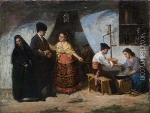 Escena Costumbrista Oil Painting - Manuel Cabral Aguado Y Bejarano