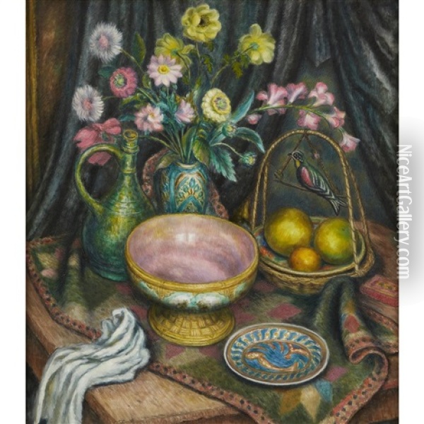 Still Life With Flowers Oil Painting - Edward Middleton Manigault