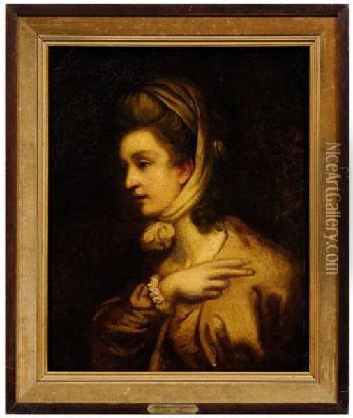 Portrait Of A Woman With Head Scarf Oil Painting - Jean-Honore Fragonard