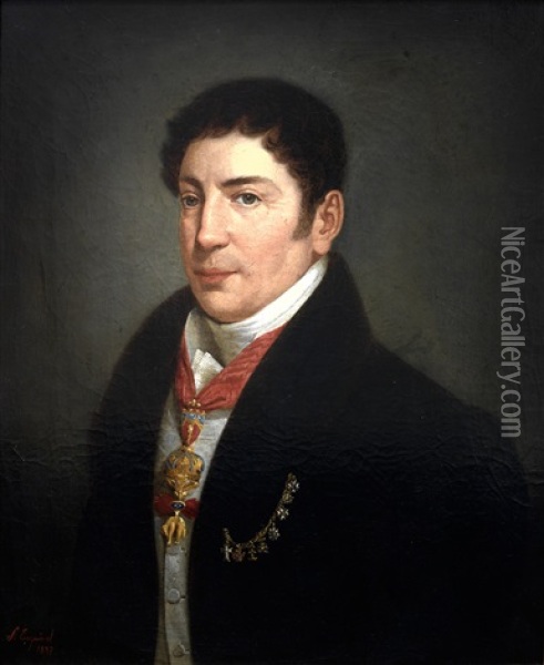 Retrato De Caballero Oil Painting - Antonio Maria Esquivel Suarez de Urbina
