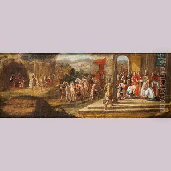 San Silvestre Bautizando Al Emperador Constantino Oil Painting - Francisco Zorrilla
