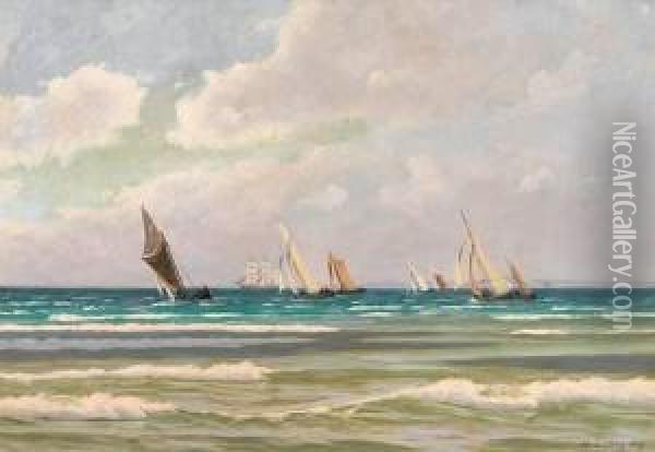 Blick Uber Eine Bucht Mit Segelbooten Auf Regatta Oil Painting - Alfred Theodor Olsen