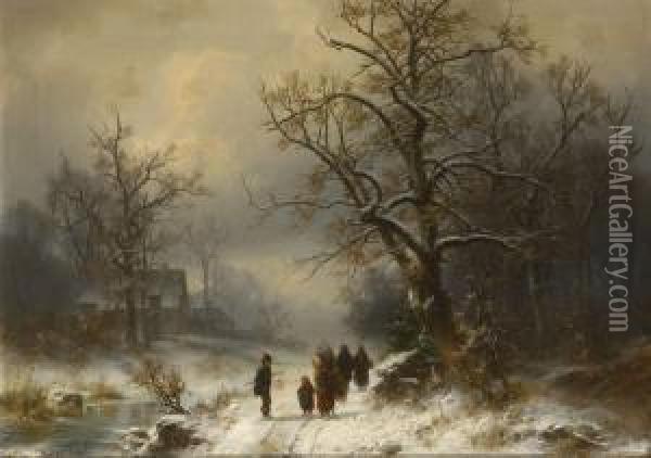 Winterlandschaft Oil Painting - Heinrich Hofer