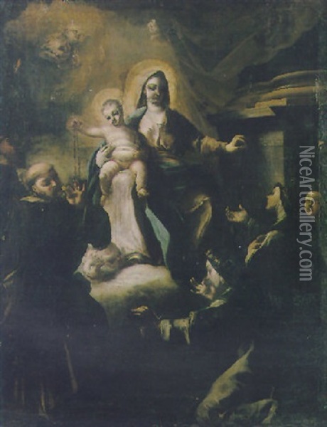 Madonna Del Rosario Oil Painting - Lorenzo De Caro