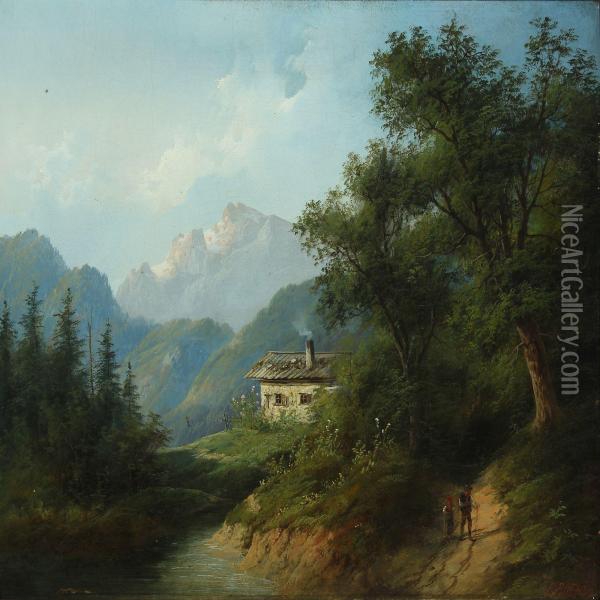Partie Bei Salzburg Oil Painting - Edouard Boehm