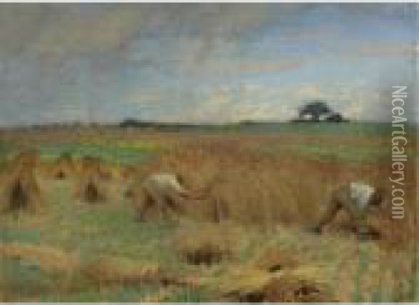 Reapers Oil Painting - George Clausen