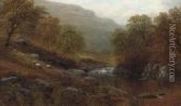 On The River Llugwy; And On The River Lledr Oil Painting - William Mellor