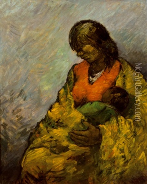 Madonna Oil Painting - Isidro Nonell y Monturiol