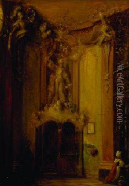 (i) Chapel Interior Oil Painting - Josef Navratil