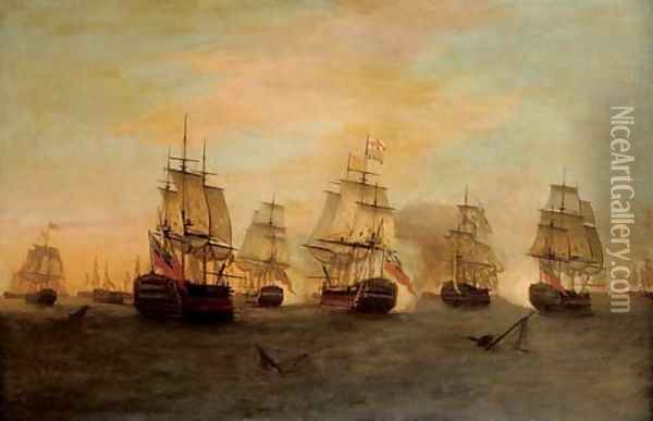 The Battle of the Saints, 12 April 1782 Oil Painting - Dominic Serres
