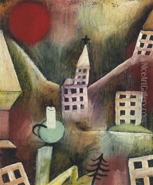 Zerstortes Dorf (recto); Ohne Titel (verso) Oil Painting - Paul Klee
