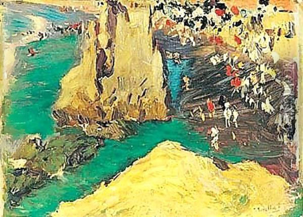 Playa De Biarritz (The Beach At Biarritz) Oil Painting - Joaquin Sorolla Y Bastida