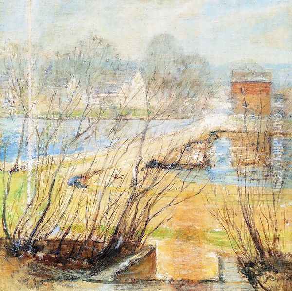View From The Holley House Cos Cob Connecticut2 Oil Painting - John Henry Twachtman