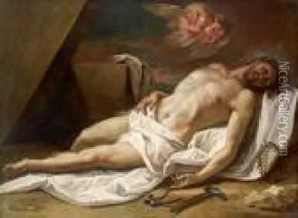 Le Spoglie Di Cristo Con Gli Attributi Della Passione Oil Painting - Pierre Subleyras