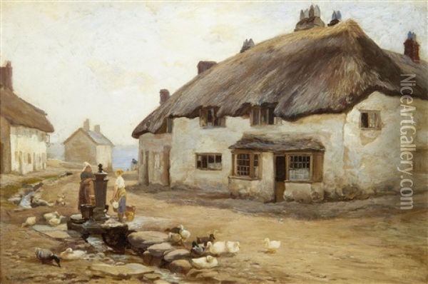 View Of Bere Regis, South Devon Oil Painting - Henry Garland