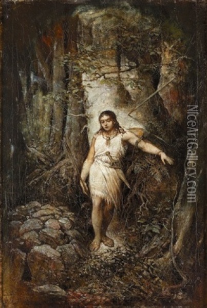 Junger Germane Im Wald Oil Painting - Gabriel von Max