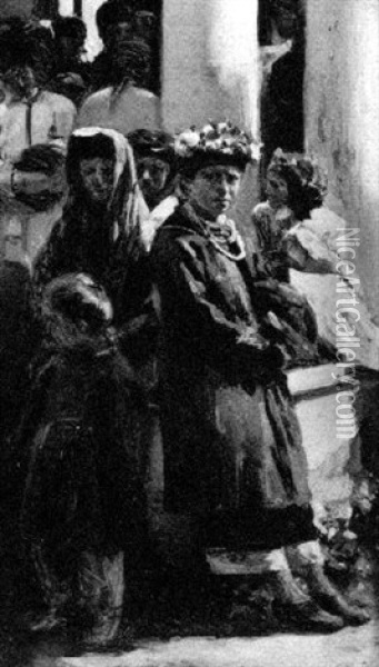 Peasants Resting At Market Oil Painting - Vladimir Egorovich Makovsky