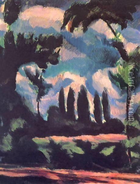Trees 1916 Oil Painting - Bela Kondor