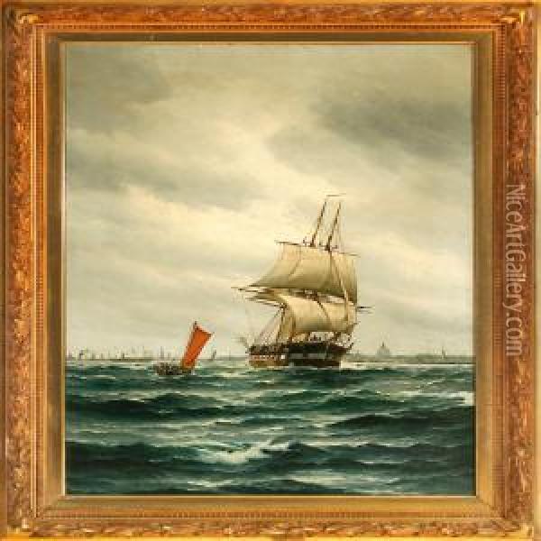 Harbour Scene From Copenhagen Oil Painting - Vilhelm Bille