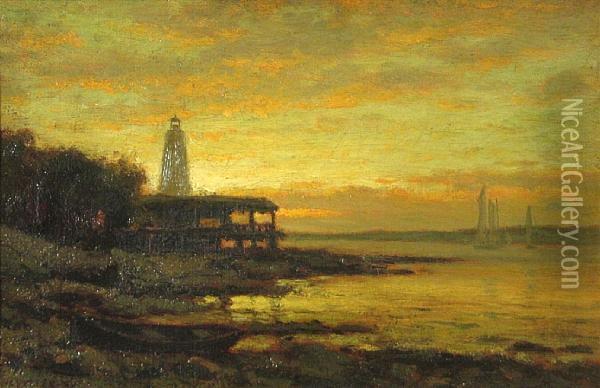 Lighthouse On Long Island Sound Oil Painting - William Crothers Fitler