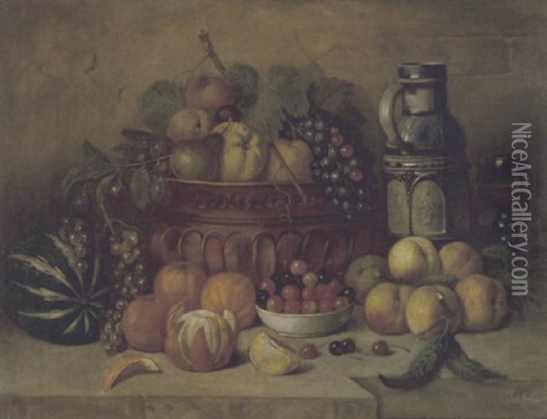 Stilleben Mit Fruchten Und Keramikkrug Oil Painting - Joseph Correggio