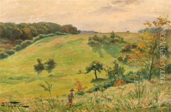 Field On A Hillside Oil Painting - Alexandr Vladimirovich Makovsky