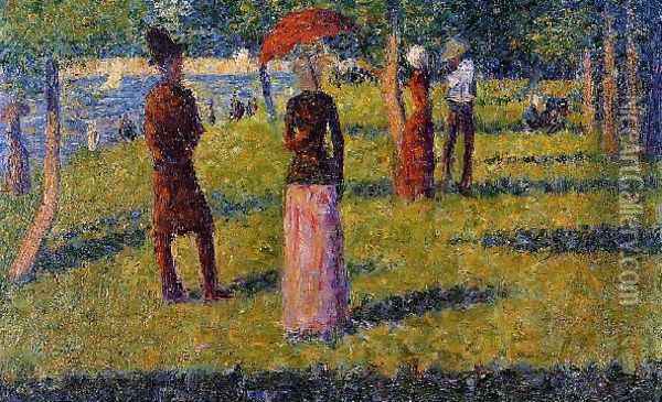 The Rope-Colored Skirt Oil Painting - Georges Seurat