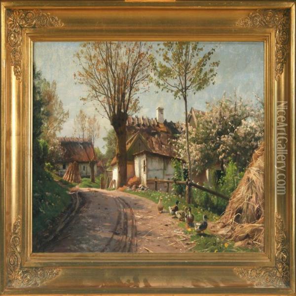 Spring Scenery With Trees In Bloom Oil Painting - Peder Mork Monsted