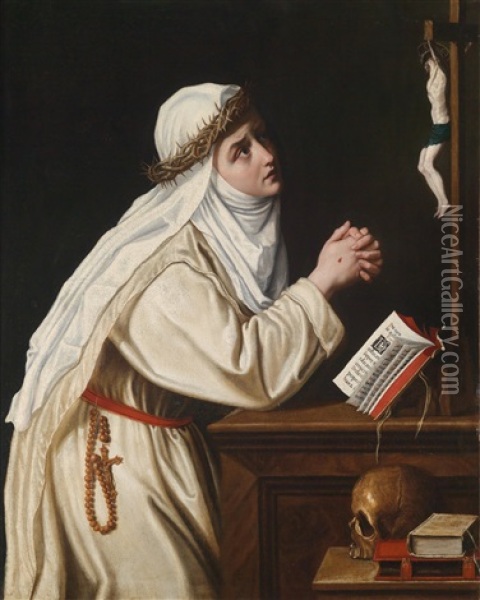 Die Heilige Katharina Von Siena Oil Painting - Cristofano Allori
