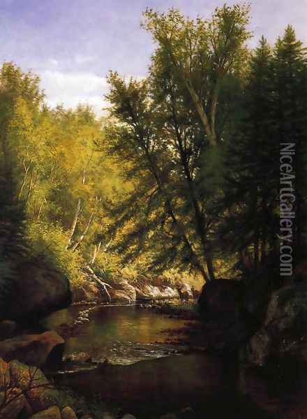 By the Stream Oil Painting - Laura Woodward