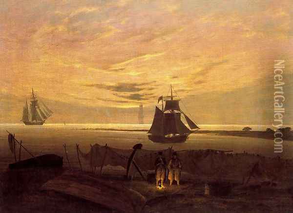 Evening on the Baltic Sea 2 Oil Painting - Caspar David Friedrich