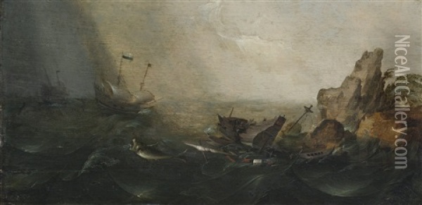 Shipwreck On A Rocky Coast Oil Painting - Cornelis Verbeeck
