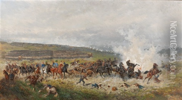 The Battle Of Konigsgratz Oil Painting - Alexander Franz Von Bensa