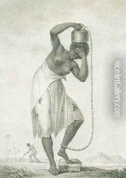 A Female Negro Slave with a Weight Chained to her Ankle, engraved by Francesco Bartolozzi 1725-8-1815 1795 Oil Painting - John Gabriel Stedman
