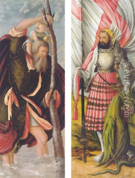 Saint Christopher Oil Painting - Hans Jean Duerer