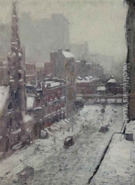 Winter In The City Oil Painting - Paul Cornoyer