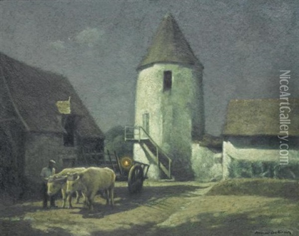 Ochsengespann Vor Einem Turm Oil Painting - Maurice Grun