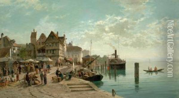 Stadt Am Bodensee Oil Painting - Georg Dehn