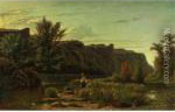 Le Soir Aux Environs De Rix Oil Painting - Adolphe Appian