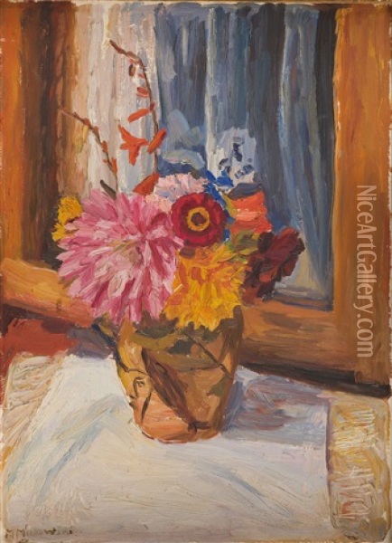 Flowers In Vase Oil Painting - Maurice Minkowski