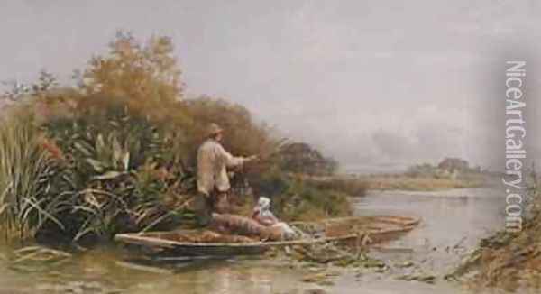 Eel Trappers on the Thames Oil Painting - William W. Gosling