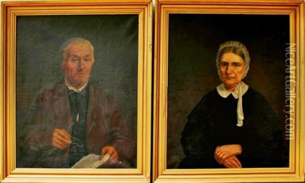 Portraits With Lincoln Election (pair) Oil Painting - Henry Mosler